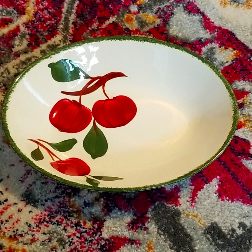 💗 Vintage 9-1/4" BLUERIDGE POTTERY Southern Pottery Serving Bowl Apples